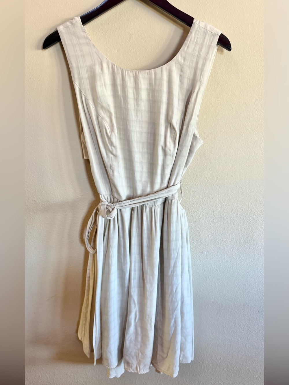 bohme Cream Sleeveless Belted Mini Dress